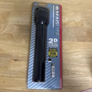 New Sealed Maglite S2D016 Black 2-Cell D Flashlight 10”